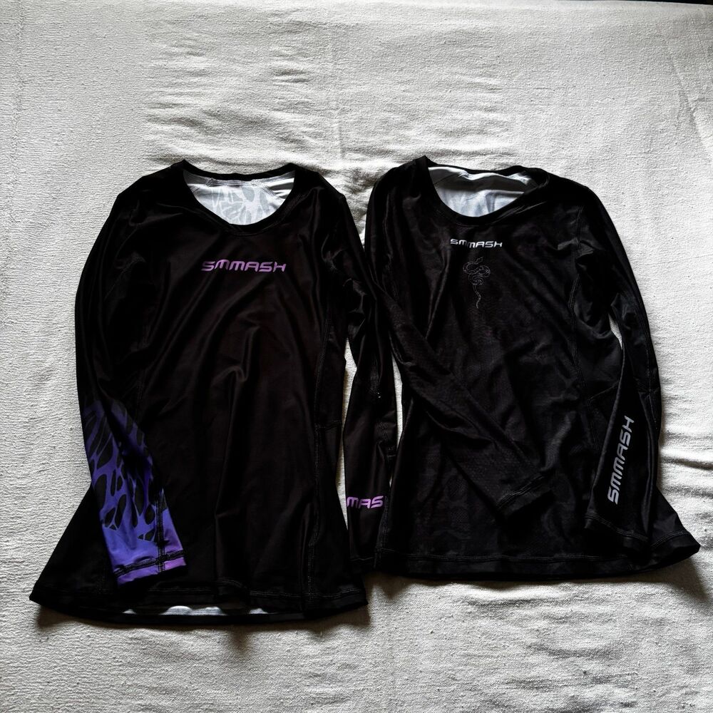 2 SMMASH Women's Long Sleeve Rashguard Compression Tops Size M